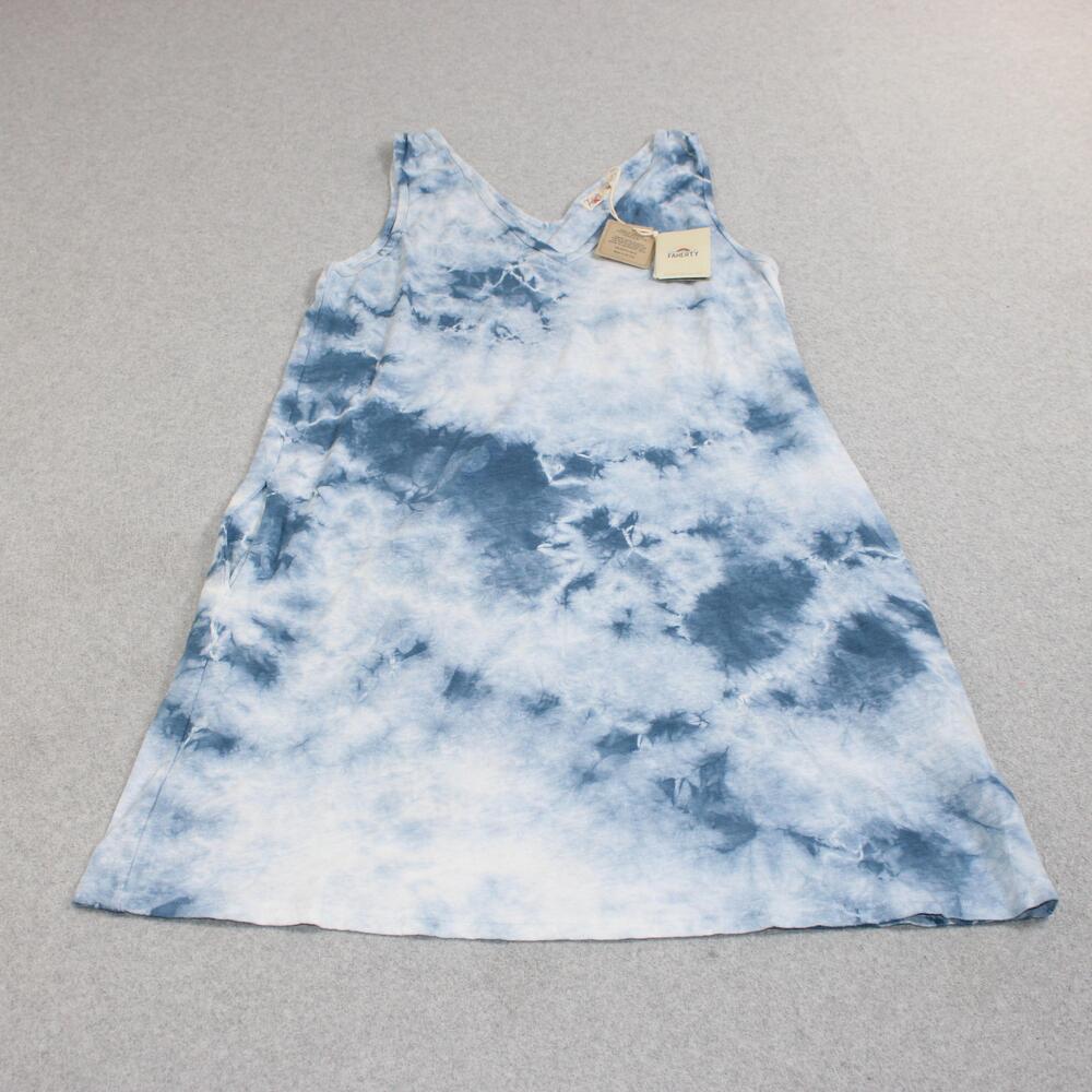 Faherty Dress Women Small Blue Tie Dye Tank Sundress Organic Cotton Hemp Boho